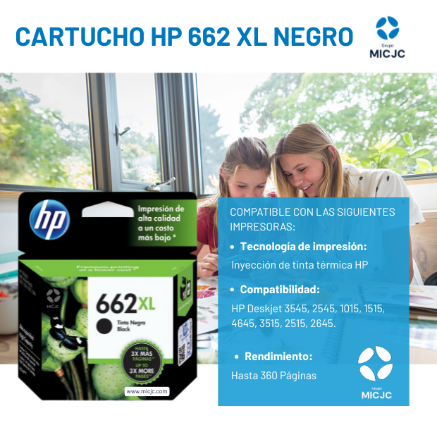 Cartucho de Tinta CZ105AL HP 662 XL Negro