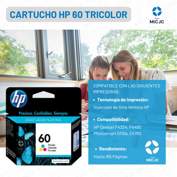 Cartucho de Tinta CC643WL HP 60 Tricolor