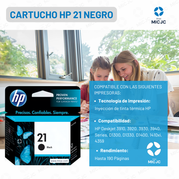 Cartucho de Tinta C9351AL HP 21 Negro